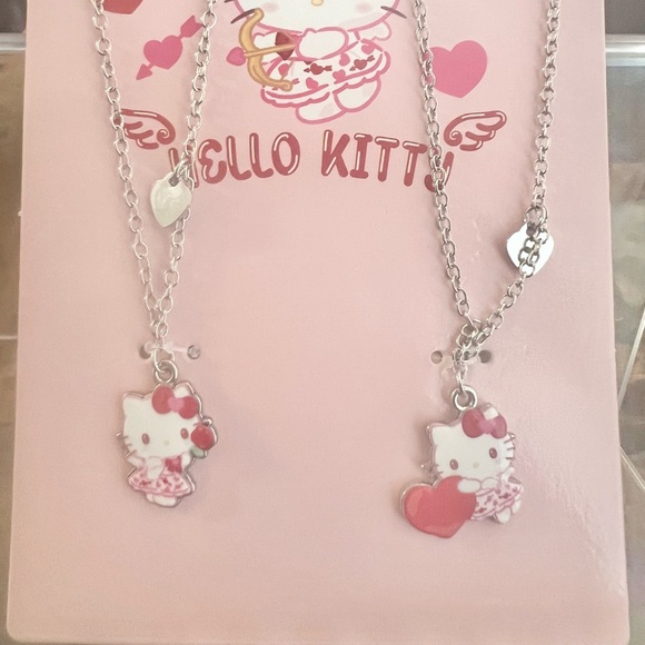 Hello Kitty Pink and Silver Heart Necklace Set - Picture 2 of 3